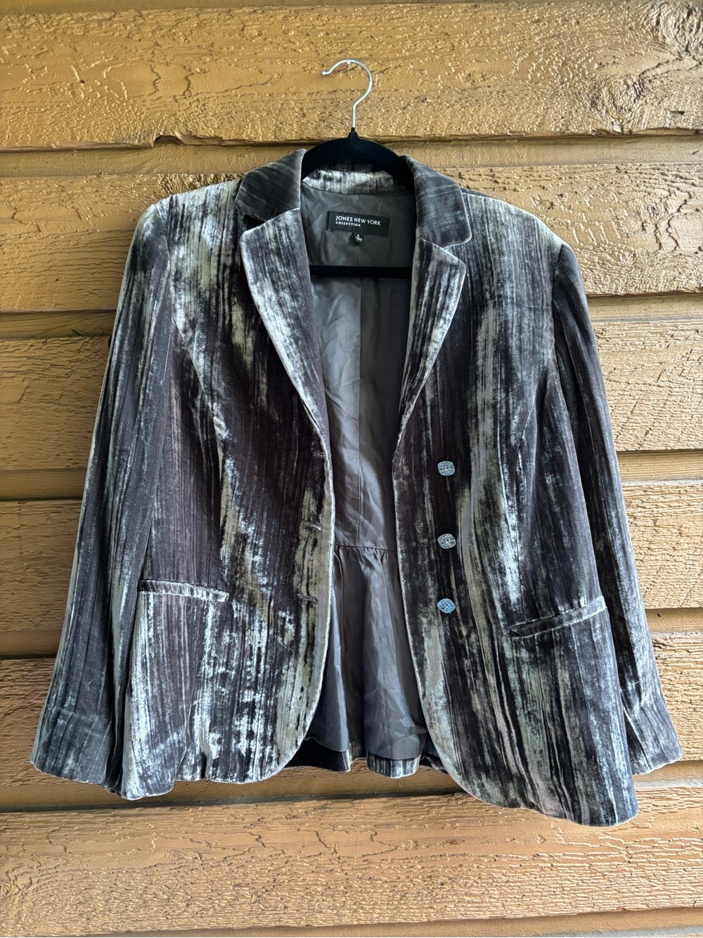 Jones New York Women's Grey Velvet Blazer